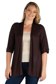 The perfect added touch to any outfit. This comfortable open front plus size cardigan features elbow length sleeves, extended length, and comfortable material. This womens shrug is easy to add to any outfit for a polished layered look. Plus Size Cardigan, Plus Size Cardigans, Matching Family Outfits, Soft Shell Jacket, Elbow Length Sleeve, Open Front Cardigan, Casual Fits, Cardigans For Women, Shirts For Girls