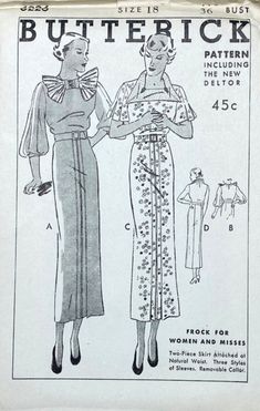 an old sewing pattern for a woman's dress