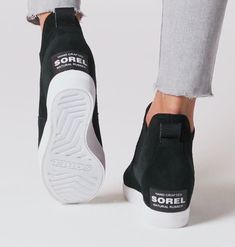 Slip-on wedge with suede upper and EVA foam footbed. Inspired by SOREL's classic Out N About boot with a go-anywhere, do-anything attitude. Womens Wedges, Eva Foam, Wedges, Slip On, Boots