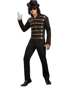 Adult Michael Jackson Military Jacket - Deluxe - costumes.com Michael Jackson Costume, Michael Jackson Jacket, Black Military Jacket, Black Curly Wig, Military Costumes, Mens Military Jacket, King Fashion, Cyndi Lauper, Up Costumes