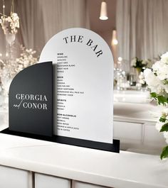 Acrylic Number Sign, Wedding Signage Black And White, Acrylic Bar Sign Wedding, Black And White Wedding Signage, Diy Wedding Bar Sign, Acrylic Signs Wedding, Weddings 2025, Acrylic Bar Sign, Wedding Bar Signage