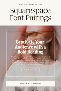 the front page of squarespace font pairings, with an image of a woman's face