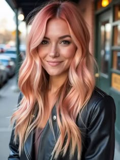 40 Irresistible Strawberry Blonde Hair Ideas to Rock This Fall Strawberry Blonde With Peekaboo Color, Light Pink Hair With Blonde, Peach Gold Hair, Strawberry Blonde Hair Pink Undertone, Peach Dyed Hair, Strawberries And Cream Hair, Blonde And Peach Hair, Fun Hair Colours, Blonde Peach Hair