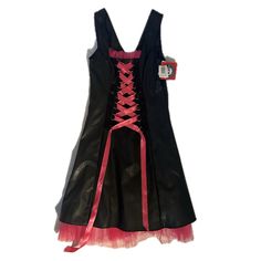 New With Tags Vintage Hot Topic Dress Made In The Usa, Pleather Material With Pink Underskirt And Lace Up Front Vintage Hot Topic, Hot Topic Harry Potter, Harry Potter Dress, Overall Jumper, Androgynous Outfits, Hot Topic Dresses, Black And Pink Dress, Amy Lee, Warm Dresses