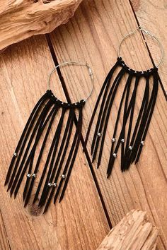 Leather Fringe Earrings, Steer Head, Copper Crafts, Earrings Inspiration, Funky Jewelry, Bohemian Earrings, Leather Fringe, Dress Jewelry, Beaded Tassels