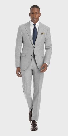 Suit Color Combinations, Fitted Suits, Light Grey Suit, Suit Guide, Light Grey Suits, Flannel Suit