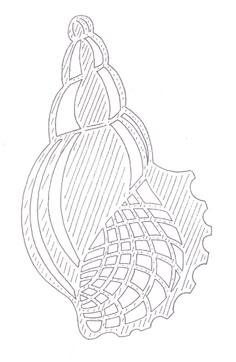 a drawing of an object with lines in the shape of a heart and leaves on it