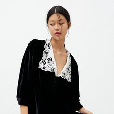 Chic Urban Outfitters Mini Dress For Daywear, Elegant Tops By Urban Outfitters, Elegant Urban Outfitters Tops For Spring, Elegant Spring Tops From Urban Outfitters, Velvet Lace, Lace Collar, Pop Culture, Velvet, Collar