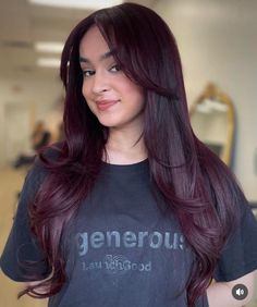 Deep Berry Hair Color, Plum Hair On Brown Skin, Dark Burgundy Purple Hair, Hair Color For Winter Palette, Burgendy Hair Color, Purple Burgundy Hair Color, Burgundy Plum Hair Color, Dark Cherry Hair Color, Dark Burgundy Hair Color