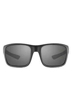 Shade your eyes in style in these polarized, anti-reflective sunglasses set in a wraparound silhouette with subtle branding. 100% UV protection TR90 Imported Matte Black Mirrored Sunglasses For Sports, Matte Black Polarized Sunglasses For Outdoor, Functional Matte Black Sunglasses With Gradient Lenses, Matte Black Tinted Sunglasses For Outdoor Activities, Gray Anti-reflective Sunglasses For Outdoor, Gray Sunglasses With Uva Protection For Outdoor, Gray Sunglasses With Uv Protection For Outdoor, Gray Polycarbonate Sunglasses With Uva Protection, Matte Black Polycarbonate Sunglasses With Anti-reflective Coating