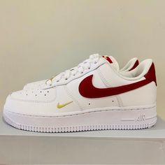 - Size In Women’s - Brand : Nike Air Force New Condition With Original Box Never Used Sporty Nike Air Force 1 With Red Sole, Custom Sneakers With Red Sole For Sports, Air Force New, Nike Air Force 1 Red, Red Nike Shoes, Shoes Nike Air Force, Red Nike, Nike Air Force 1 Low, Air Force Ones