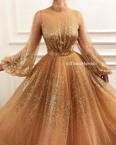 Aura Gleam Gown – Teuta Matoshi Gold Gowns, Teuta Matoshi, Soiree Dress, Brown Dress, Gold Dress, Tulle Dress, Ball Dresses, Fancy Dresses, Kimonos