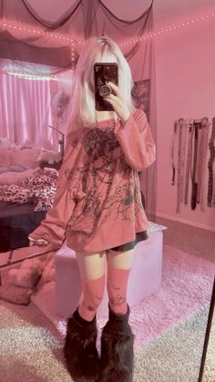 Kawaii Emo Outfits, Alt Bimbocore Outfits, Alt Holiday Outfits, Aesthetic Outfit, Pink Goth Outfits Aesthetic, Alternative Fashion Pink, Pink Grunge Aesthetic Outfits, Pink Grunge Outfits, Pink Alt Outfits