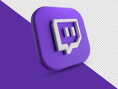 a purple and white icon with a speech bubble on it's side, in the middle