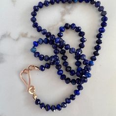 Blue Hand Knotted Jewelry For Gift, Blue Hand-knotted Jewelry For Gift, Sapphire Color Lapis Lazuli Necklace, Sapphire Colored Lapis Lazuli Single Strand Necklace, Sapphire Single Strand Necklace In Lapis Lazuli, Blue Hand Knotted Round Bead Necklaces, Blue Hand-knotted Necklaces, Blue Hand-knotted Round Bead Necklaces, Lapis Necklace