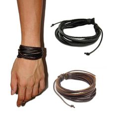 leather braided rope bracelets Wrap Armband, Braided Rope Bracelet, Casual Bracelets, Leather Bangle, Genuine Leather Bracelet, Pontianak, Stil Elegant, Braided Rope, Bracelet Cuir