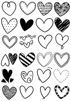 the hearts are drawn in black and white