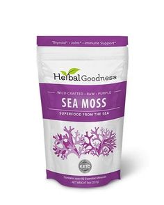 Sea Moss - Organic - 16oz - Herbal Goodness Sea Moss, a nutrient-rich sea vegetable, is celebrated as a versatile superfood for its numerous health benefits. This virtually tasteless gel, often used as a thickener or emulsifier, also supports hair growth and overall wellness. Key Benefits: Rich in Iodine: Supports thyroid function Immune System Boost: Helps aid gut health with prebiotic, fiber-rich properties, high iron content, and antioxidants. Digestive Health: Nourishes beneficial gut bacteria and supports digestive functions Heart Health: Omega-3 fatty acids support cardiovascular well-being. Natural Collagen Booster: Boost nail strength, hair shine, joint lubrication, and skin glow. Directions for Use: Heat Method: Soak Sea Moss in warm water for 20 minutes. Rinse again, then add to Sources Of Iodine, Thyroid Support, Sea Vegetables, Bulk Herbs, Irish Moss, Purple Cases, Collagen Booster, Thyroid Function, Healthy Bacteria