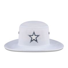 The Dallas Cowboys 2024 Training Bucket Hat features an embroidered Cowboys logo at the front panels with the official NFL Shield and team color seam stitch at the rear. Dallas Hat, Dallas Cowboys Bucket Hat, Dallas Cowboys Fitted Hats, Dallas Cowboys Merchandise, Cowboys Helmet, Dallas Cowboys Hats, Bucket Hat White, Nfl Dallas Cowboys, Nfl Arizona Cardinals