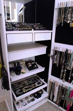 the closet is full of jewelry and bracelets