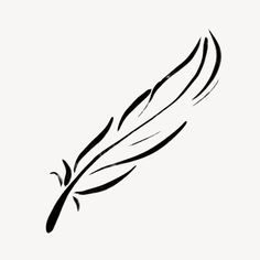 a black and white drawing of a feather