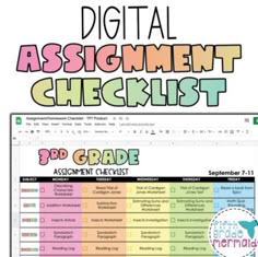 the printable assignment checklist for 3rd grade students is shown in this graphic file