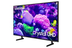 the samsung smart tv with crystal uhd on it's screen and colorful corals