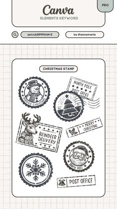 some stamps that have been placed on top of each other, with the words santa written in