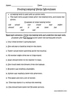 the worksheet for finding verbs worksheet is shown in black and white