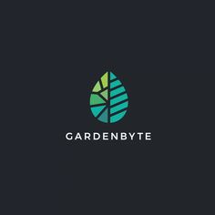 the gardenbyte logo is shown in green and blue colors on a black background