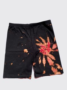 Reversed Tie dye " bleached" Red swirl Biker shorts that are 95% cotton and 5% spandex. These are stretchy and comfortable, non transparent fabric. Tie Dye Biker Shorts, Transparent Fabric, Reverse Tie Dye, Biker Shorts, Short Outfits, Swirl, Bleach, Tie Dye, Dye