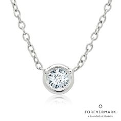 When the occasion calls for keeping it simple, this beautiful DeBeers Forevermark necklace offers a stunning solution! A round DeBeers Forevermark diamond is captured in a bezel setting for a minimal necklace with a maximum presentation.- DeBeers Forevermark diamond is finely cut for brilliance, near colorless, bezel set and weighs 1/7ct tw- DeBeers Forevermark diamonds are meticulously selected for their exceptional characteristics- Debeers Forevermark diamonds are certified to be from a non co Forevermark Diamonds, Bezel Necklace, Minimal Necklace, Keeping It Simple, Original Card, Bezel Diamond, Bezel Setting, Jewelry Care, Rhodium Plated