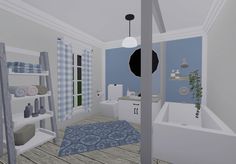 Kitchen Bloxburg, Coastal Bathroom, Bloxburg Room, Bloxburg Ideas, Coastal Bathrooms, Kids Bathroom, Kids' Bathroom, House Layouts