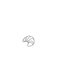 a black and white drawing of a croissant