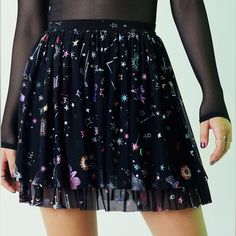 You’re Staring Up At The Night Sky, Sketching All The Stars, And Planets. Wait Is That An Origami Unicorn? Okay, We Have To Be Real With You. Once You Wear This Skirt For The First Time, You May Not Ever Want To Take It Off. It’s Comfy, Swishy And Sparkly - Basically Everything A Skirt Should Be. - Made From Our Floaty Sheer Mesh Fabric - Stretchy Waist-Band To Slide Right Onto Your Bod - Gorgeous Metallic Foil Print - Fully-Lined, So It Won’t Show Your Stripey Undies. Heads Up: Each Dress Is Ma Origami Unicorn, Black Milk, The Night Sky, Be Real, Metallic Foil, Heads Up, Tier Skirt, Foil Print, Care Tips