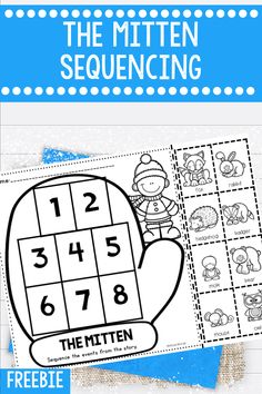 the mitten sequence worksheet for kids to practice counting and subtracing