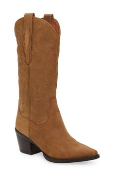 Ornate stitching furthers the rugged Western style of this iconic casual boot. 2 1/4" heel (size 8.5) 12 1/4" shaft; 13 1/2" calf circumference Pull-on style Leather upper and lining/synthetic sole Imported Women's Shoes Western Block Heel Boots For Fall, Western Boots With Block Heel For Fall, Western Knee-high Boots With Stacked Heel, Mid-calf Heeled Boots With Reinforced Heel, Western Wide Calf Knee-high Boots, Western Knee-high Wide Calf Platform Boots, Rugged Heeled Boots For Fall, Western Wide Calf Knee-high Boots With Stacked Heel, Western Heeled Boots With Almond Toe And Medium Width