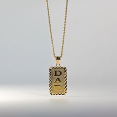 *The pendant COMES WITH the chain if you select one of our chain options *5% OFF TOTAL PRICE, when you purchase the chain and pendant combo (The price shown is after the discount) Pendant and Chains Details: Model NumberPT1856 Material Type14k Gold Avg. Weight2.5 grams Height33 MM/ 1.3 in Width18 MM/ 0.71 in 14K Gold Solid Rope Chain Width: 2.5MM 18 inches - 8.4g 20 inches - 9.4g 22 inches - 10.3g 24 inches - 11.2g 14K Gold Solid Franco Chain 1.6 MM 20 inches - 9.5 g 22 inches - 10.5 g 24 inches Yellow Gold Necklace For Father's Day Gift, Father's Day Anniversary Dog Tag Necklace, Classic Box Chain Necklace For Father's Day, Personalized Jewelry For Father's Day, Father's Day Engraved Keepsake Jewelry, Father's Day Keepsake Engraved Jewelry, Father's Day Gold Jewelry With Engraving Option, Gold Dog Tag Necklace For Anniversary, Memorial Pendant Jewelry For Father's Day