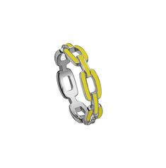 Carmine Enamel Ring | Jennifer Zeuner Jewelry Chain Link Ring, Link Ring, Linking Rings, Enamel Ring, Ring Sizes, Gold Plated Silver, Neon Yellow, Gold Plated Sterling Silver, Splash Of Color