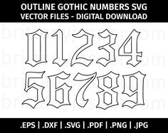 the numbers and letters are outlined in black on a white background, including one for each letter