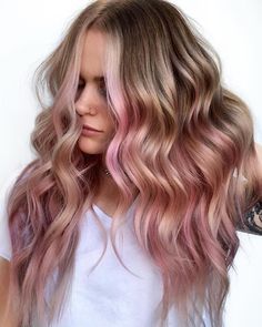 Bronde Balayage With Pink, Soft Pink Highlights, Dusty Pink Hair, Hair Shade, Pink Hair Color Ideas, Pink Hair Color, Pink Ombre Hair, Light Pink Hair, Dyed Hair Pastel