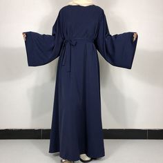 Made of high quality nida fabric- this maxi dress is lightweight, breezy and modest. Includes a matching belt and available in 15 different colours. Navy Blue Abaya, Blue Hijab Dress, Habits Musulmans, Blue Abaya, Blue Hijab, Modest Wardrobe, Prom Couples, Eid Ramadan, Pink Chocolate