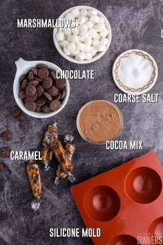 the ingredients to make an ice cream sundae