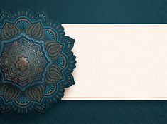 an ornate blue and gold background with a place for text