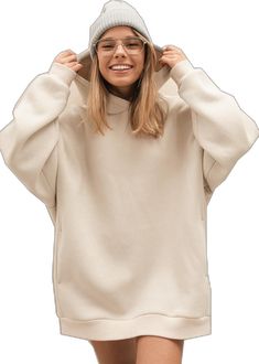 Plain Winter Sweatshirt, Oversized Plain Hoodie With Crew Neck, Oversized Beige Hoodie With Crew Neck, Oversized Solid Color Hoodie For Streetwear, Beige Long Sleeve Hoodie For Loungewear, Oversized Plain Sweatshirt For Winter, Oversized Plain Winter Sweatshirt, Oversized Hooded Sweater With Ribbed Cuffs, Plain Long Sleeve Fleece Hoodie