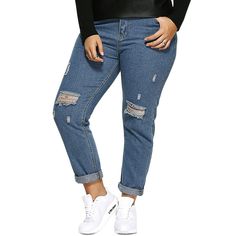 Scratch Zipper Plus Size Distressed Jeans - Blue - 2407242216 - Women's Clothing, Plus Size Women's Clothing  #PlusSizeWomensClothing #Women's #Clothing # #Plus #Size #Women's #Clothing Plus Size Distressed Jeans, Cheap Jeans, Trendy Plus Size Clothing, Sammy Dress, Plus Size Womens Clothing, Summer Wear, Ripped Jeans, Distressed Jeans, Fashion Pants