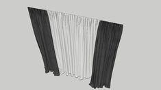 two black and white vertical pleated curtains on a gray background