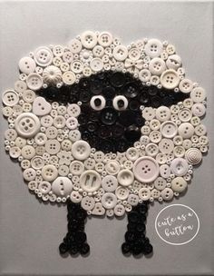 a sheep made out of buttons with the words missing you in it's center