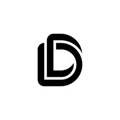 the letter d is made up of black letters and has a rounded shape, with a diagonal