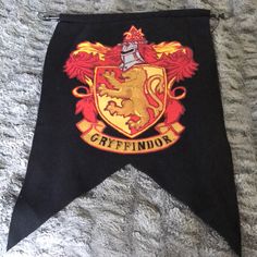 New W/O Tags - Painted On Fleece Gryffindor Flag, Harry Potter Gryffindor, Warner Bros, New Color, Black Red, Harry Potter, Black And Red, Flag, Tapestry